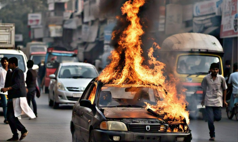 नोएडा में चलती कार बनी आग का गोला, मची अफरा-तफरी!