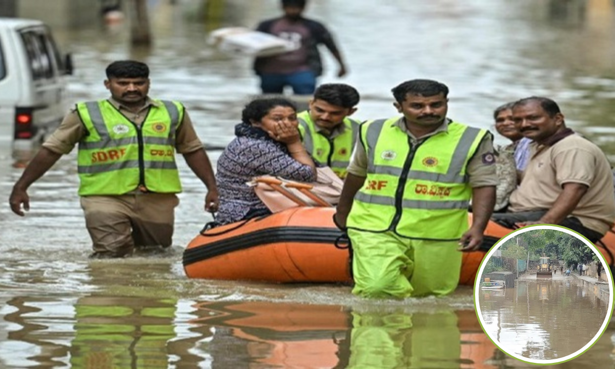 बेंगलुरु में मूसलाधार बारिश से जलभराव, सड़कें और घर जलमग्न प्रशासन ने राहत कार्य तेज किए