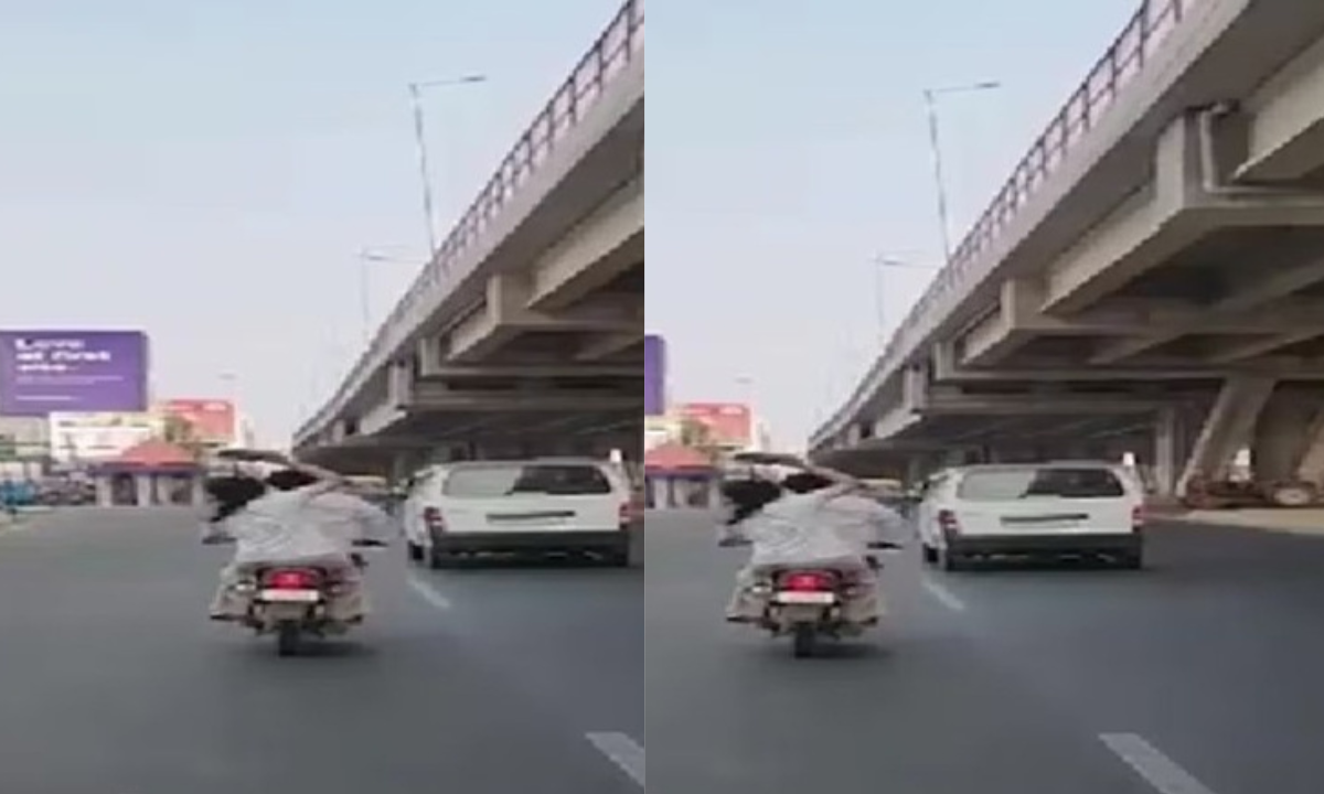 लखनऊ का शॉकिंग वीडियो! चलती बाइक पर लड़की ने लड़के को 20 सेकेंड में चप्पल से 14 बार पीटा