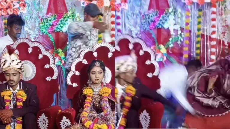 वायरल वीडियो दुल्हन के स्टेज से गिरते ही मच गया सोशल मीडिया पर बवाल!