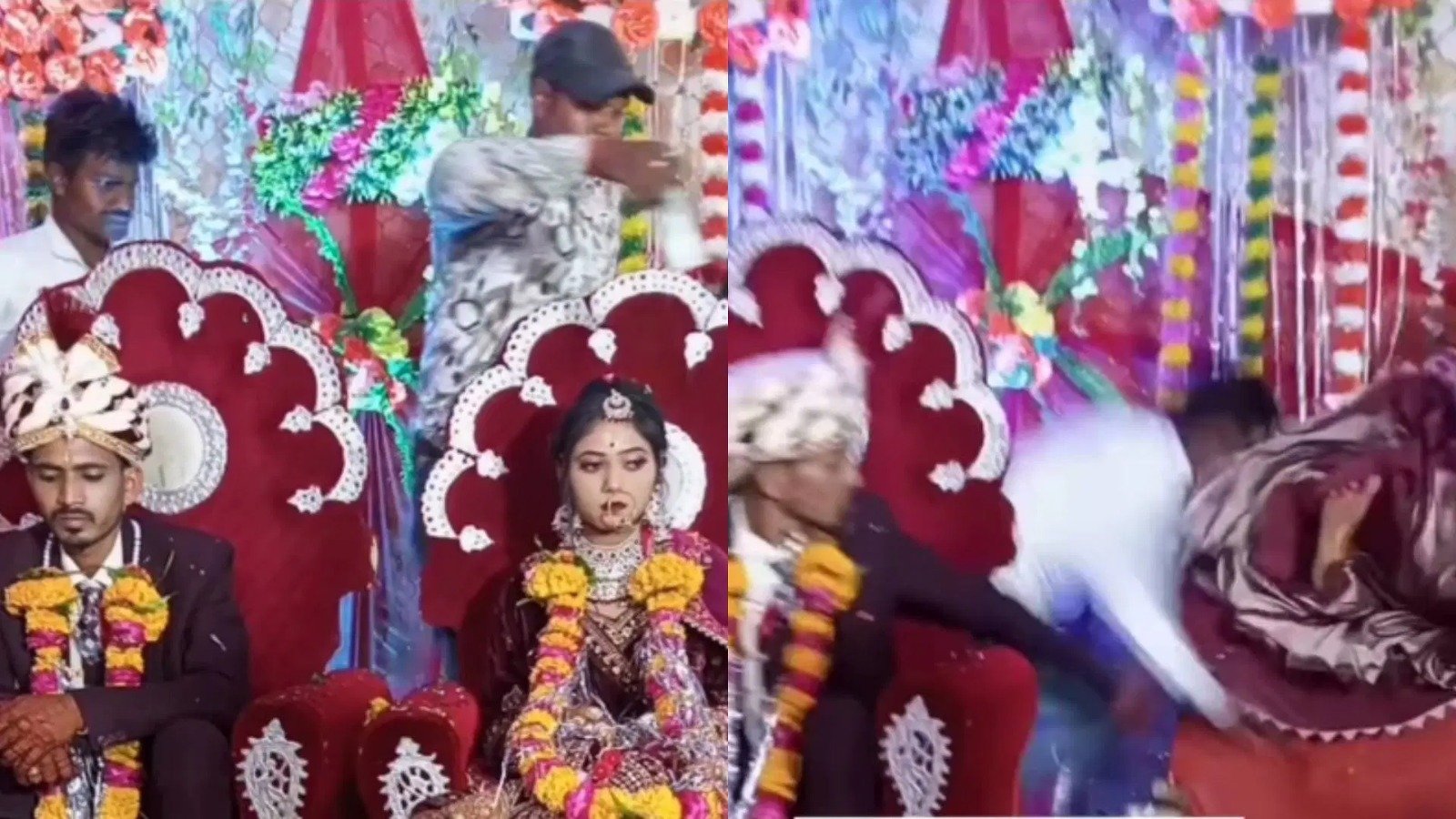 वायरल वीडियो दुल्हन के स्टेज से गिरते ही मच गया सोशल मीडिया पर बवाल!