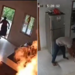 गैस सिलेंडर विस्फोट घरेलू हादसे में महिला की बाल-बाल हुई जान, वायरल हुआ भयंकर VIDEO